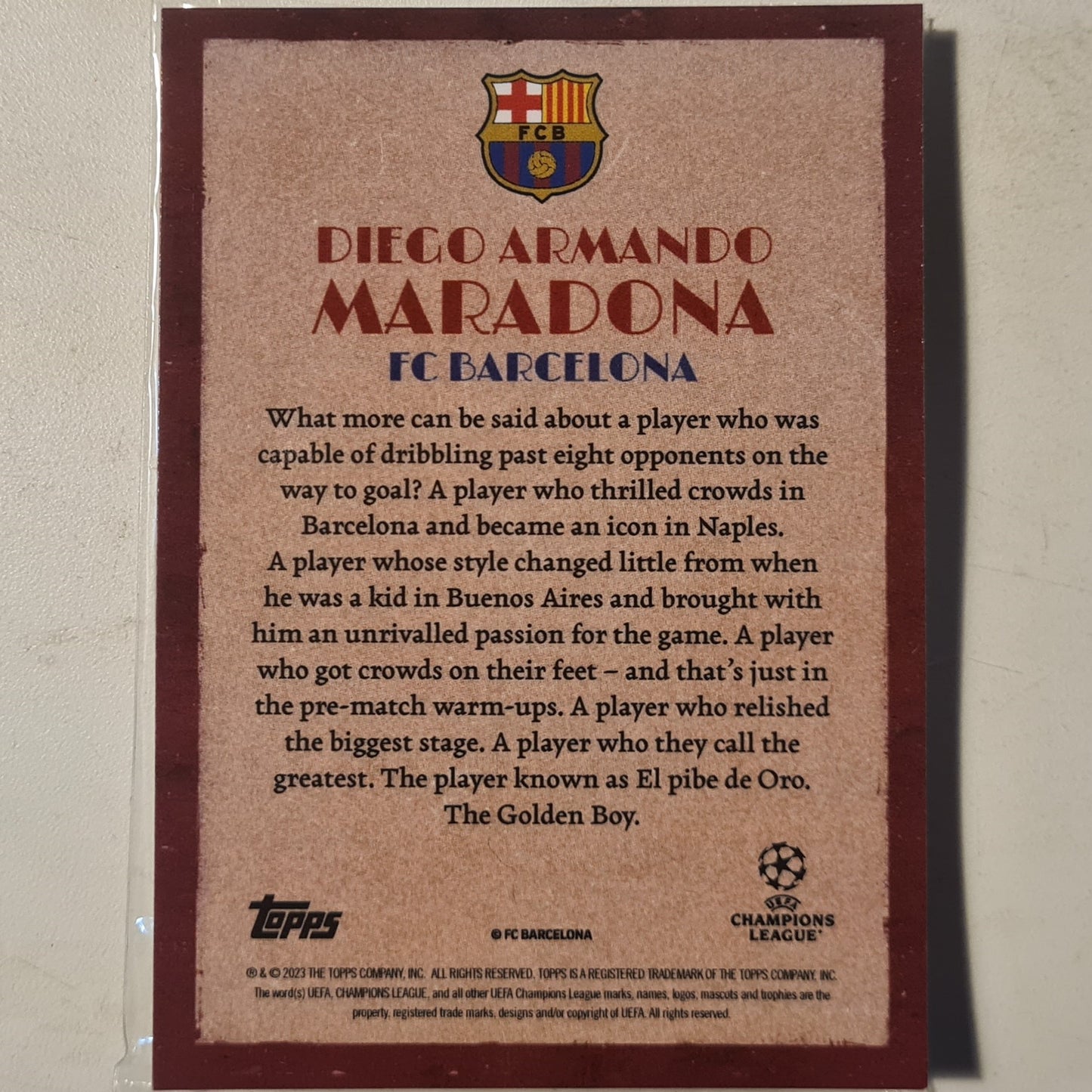 Diego Maradona 2023 Topps Deco artistry football Barcelona Ex- mint sleeved