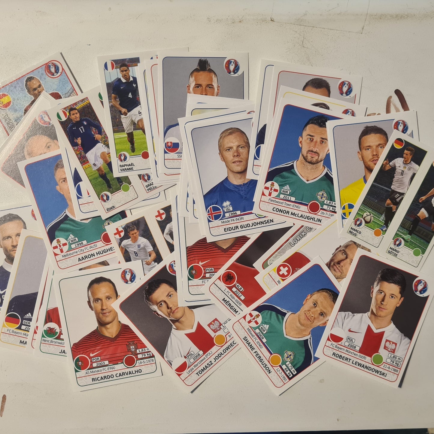 Panini uefa euro 2016 france sticker bundle many top names x40 Ex- mint sleeved