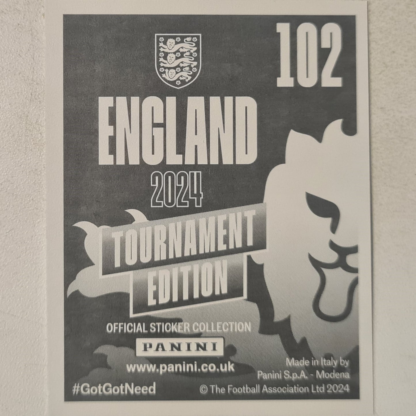 Luke Shaw Panini 2024 England Tournament edition foil sticker #102 Football mint