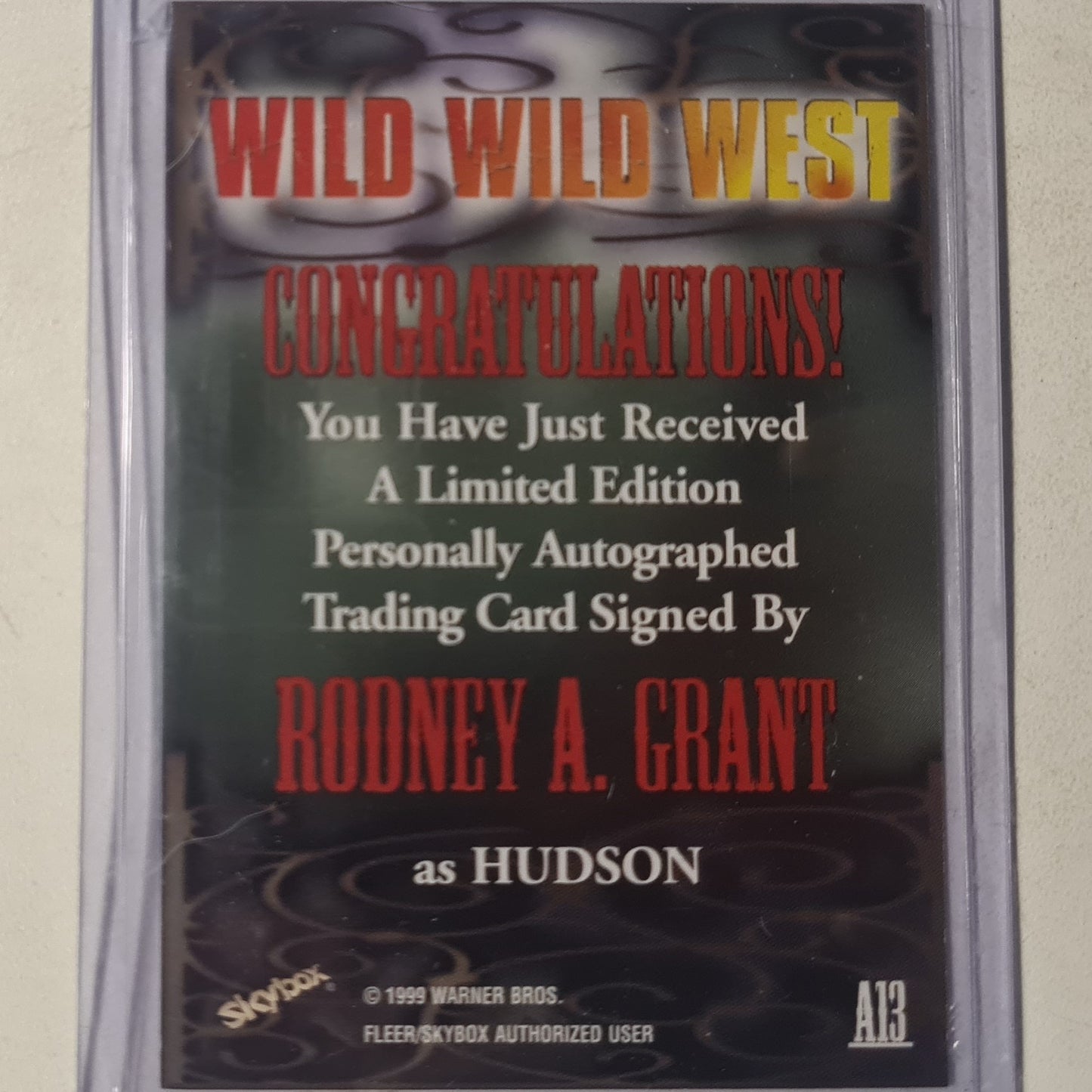 Wild Wild West movie Fleer Skybox 1999 Rodney A Grant as Hudson Autograph Ex-mint