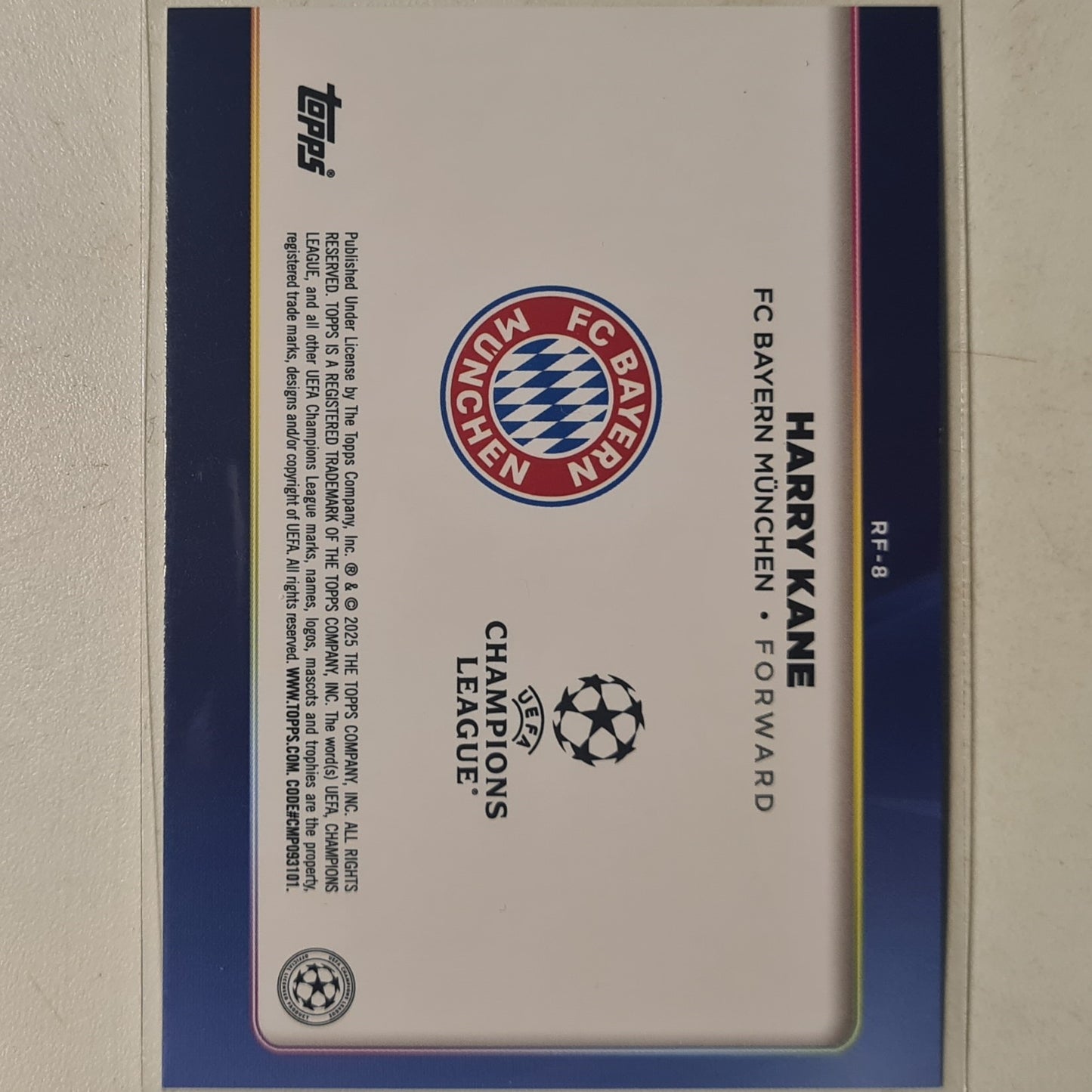 Harry Kane 2025 Topps Champions league Trophy Chasers Soccer RF-8 Football Bayern Munchen ex-mint sleeved