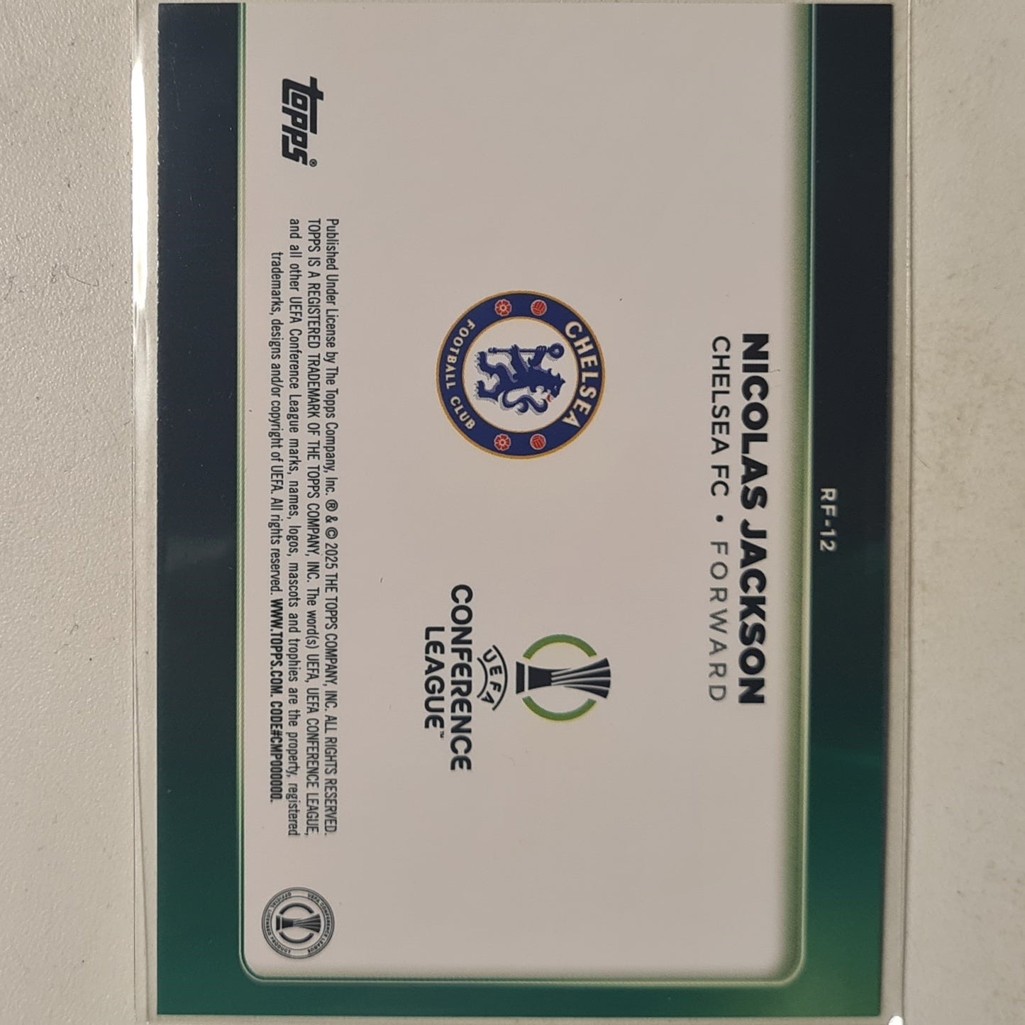 Nicolas Jackson 2025 Topps Conference league Trophy Chasers Soccer RF-12 Football Chelsea ex-mint sleeved