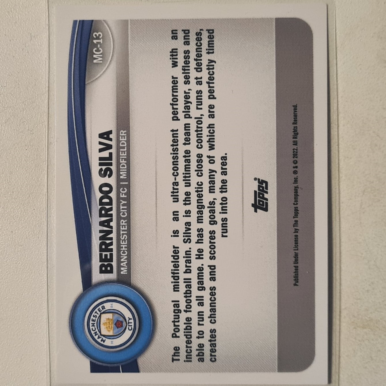 Bernardo Silva 2022 Topps man city set Soccer MC-13 Football Manchester City ex-mint sleeved