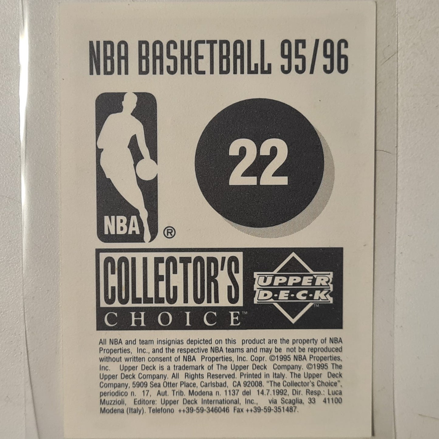 Eddie jones 1995/6 Upper-Deck collectors choice sticker #22 NBA Basketball LA Lakers Excellent