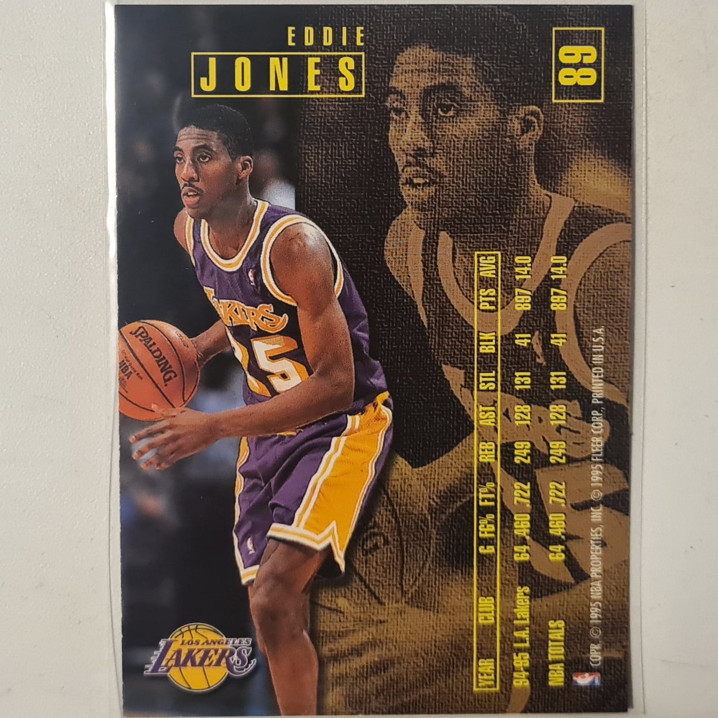 Eddie jones 1995 Fleer 95-96 #89 NBA Basketball LA Lakers Excellent+