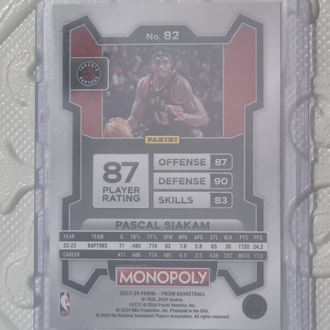 Pascal Siakam 2023-24 Panini Prizm Monopoly #82 NBA Basketball Toronto Raptors ex-mint