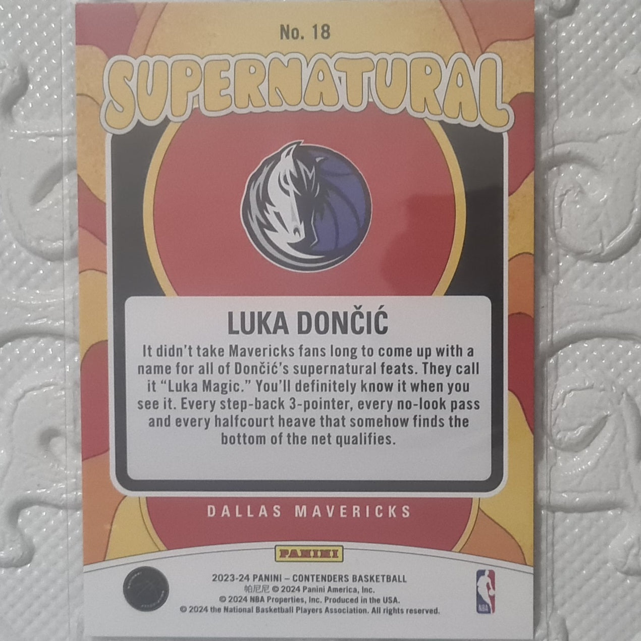 Luka Doncic 2023-24 Panini Contenders supernatural gold holo #18 NBA Basketball Dallas Mavericks mint