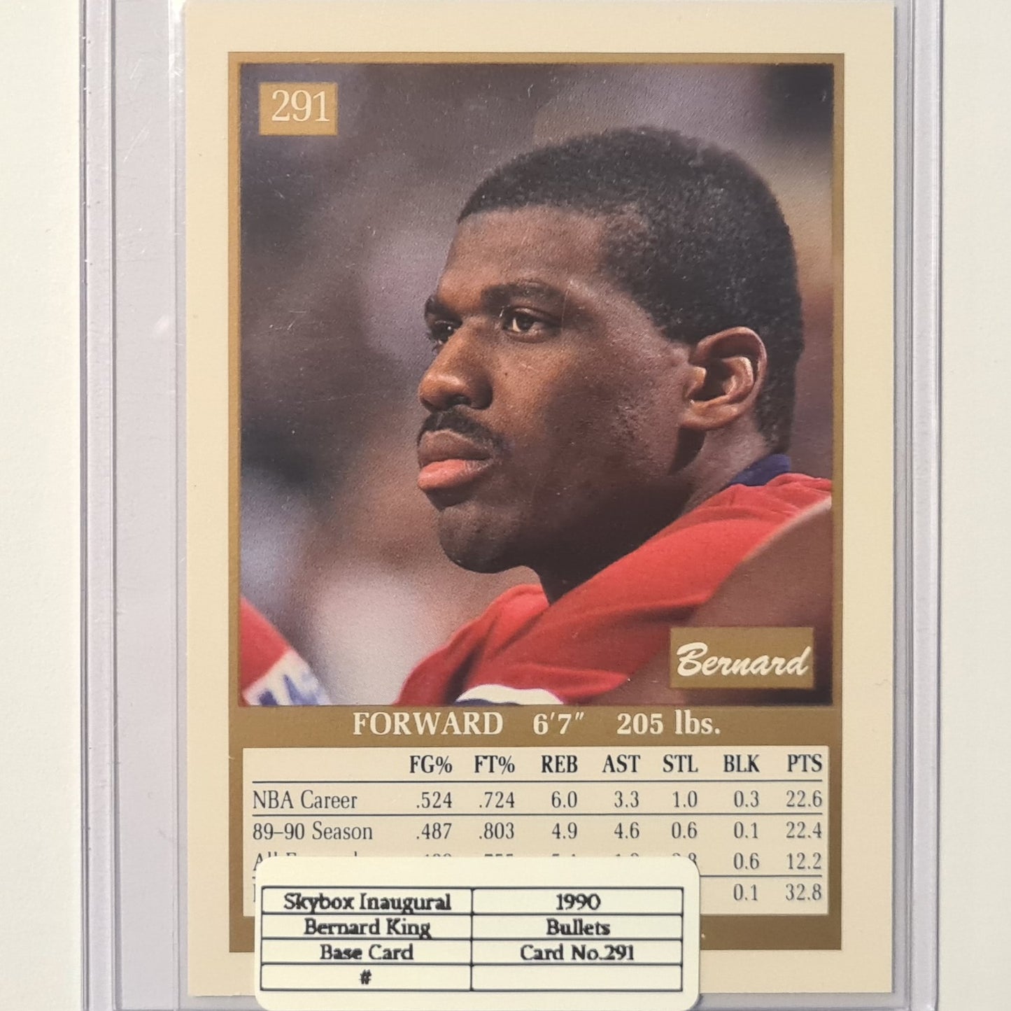 Bernard King 1990 Skybox inaugural #291 NBA Basketball Washington Bullets ex-mint sleeved