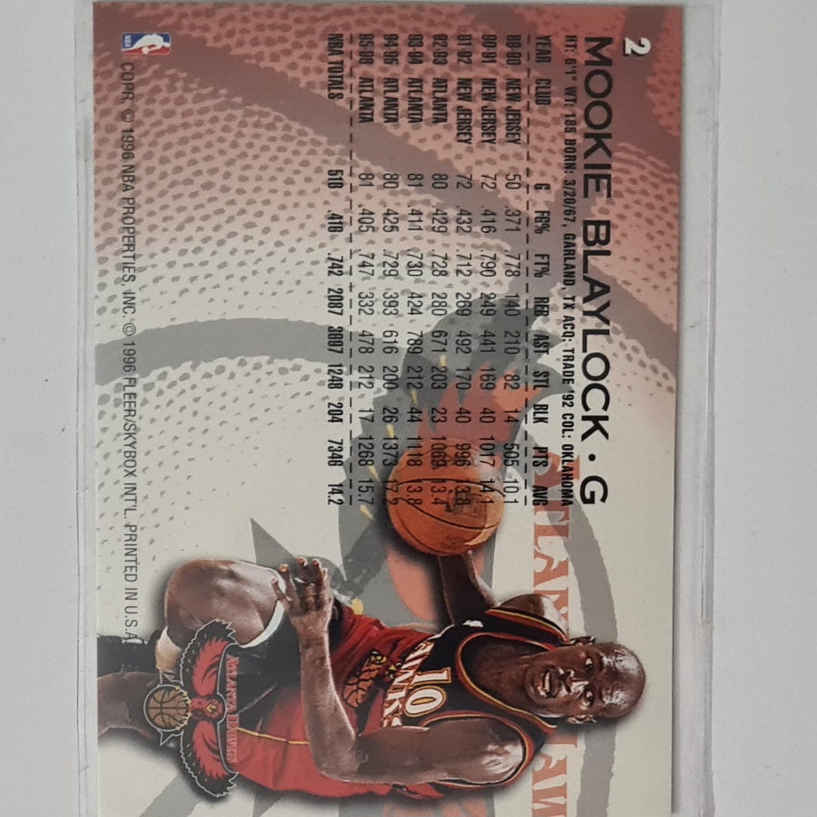 Mookie Blaylock 1997 Fleer 96-97 #2 NBA Basketball Atlanta Hawks excellent sleeved
