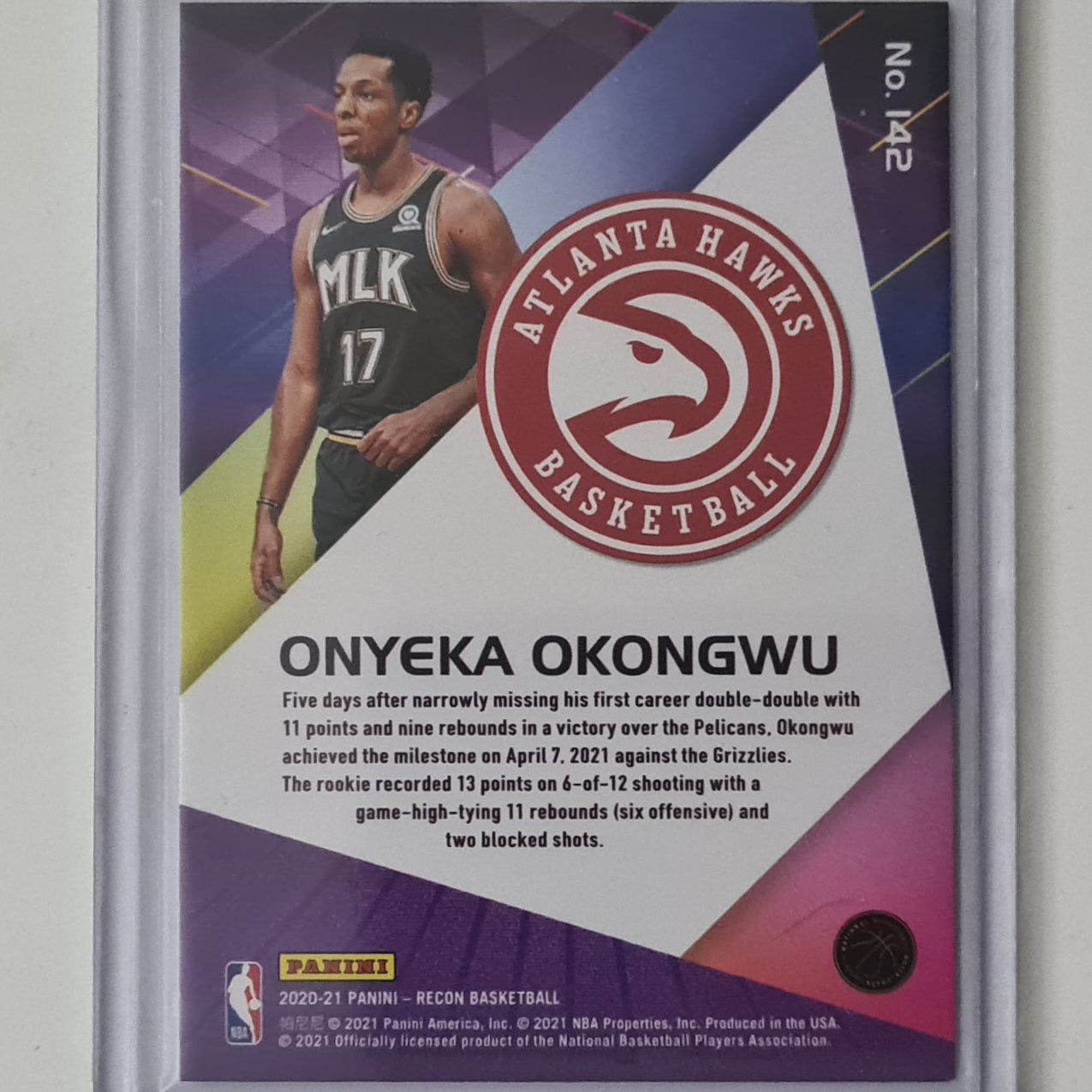 Onyeka Okongwu 2020-21 Panini Recon RC Rookie #142 NBA Basketball Atlanta Hawks mint