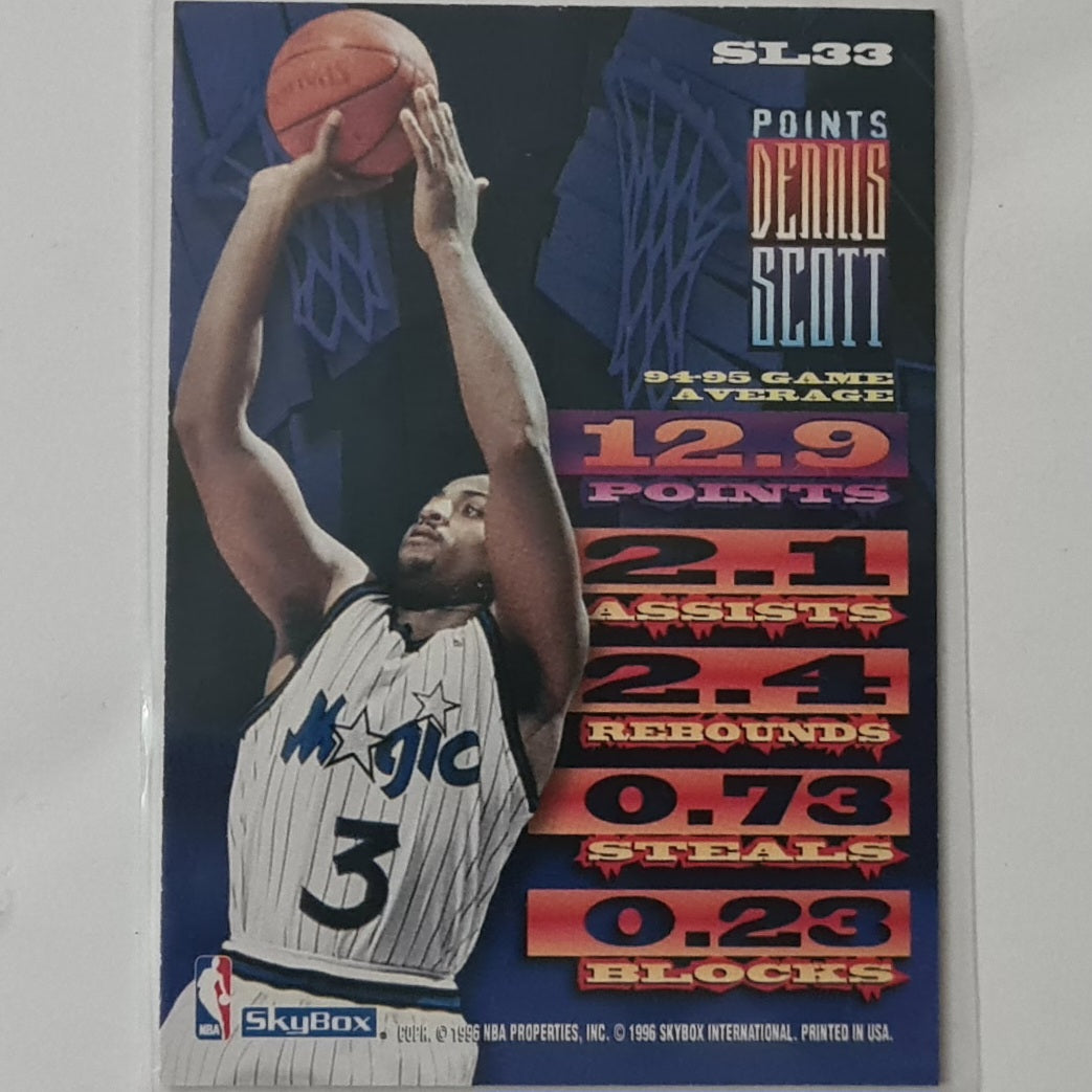 Dennis Scott 1996 Skybox NBA Hoops Slamland SL33 NBA Basketball Orlando Magic excellent