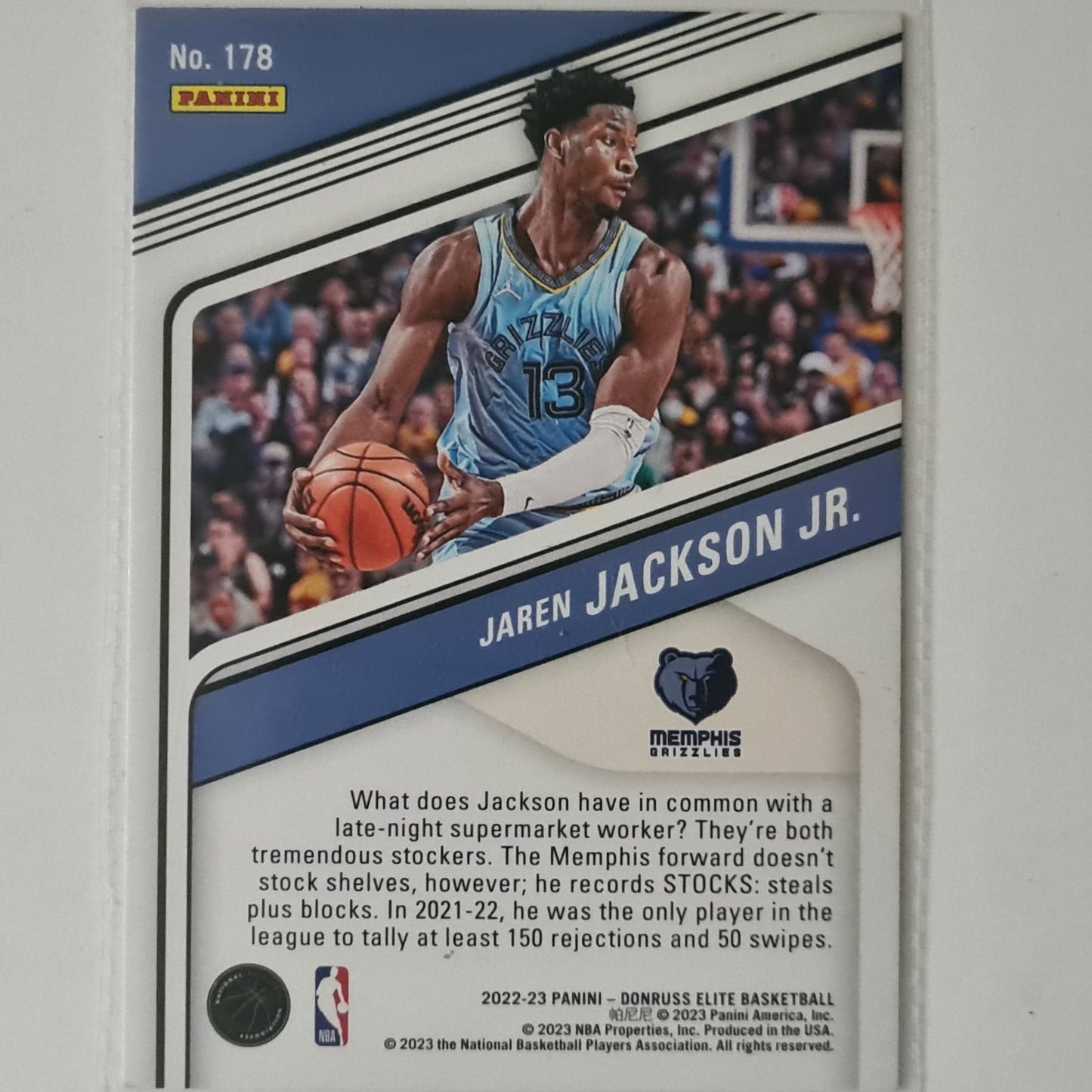 Jaren Jackson Jr 2022-23 Panini Donruss elite #178 NBA Basketball Memphis Grizzlies excellent