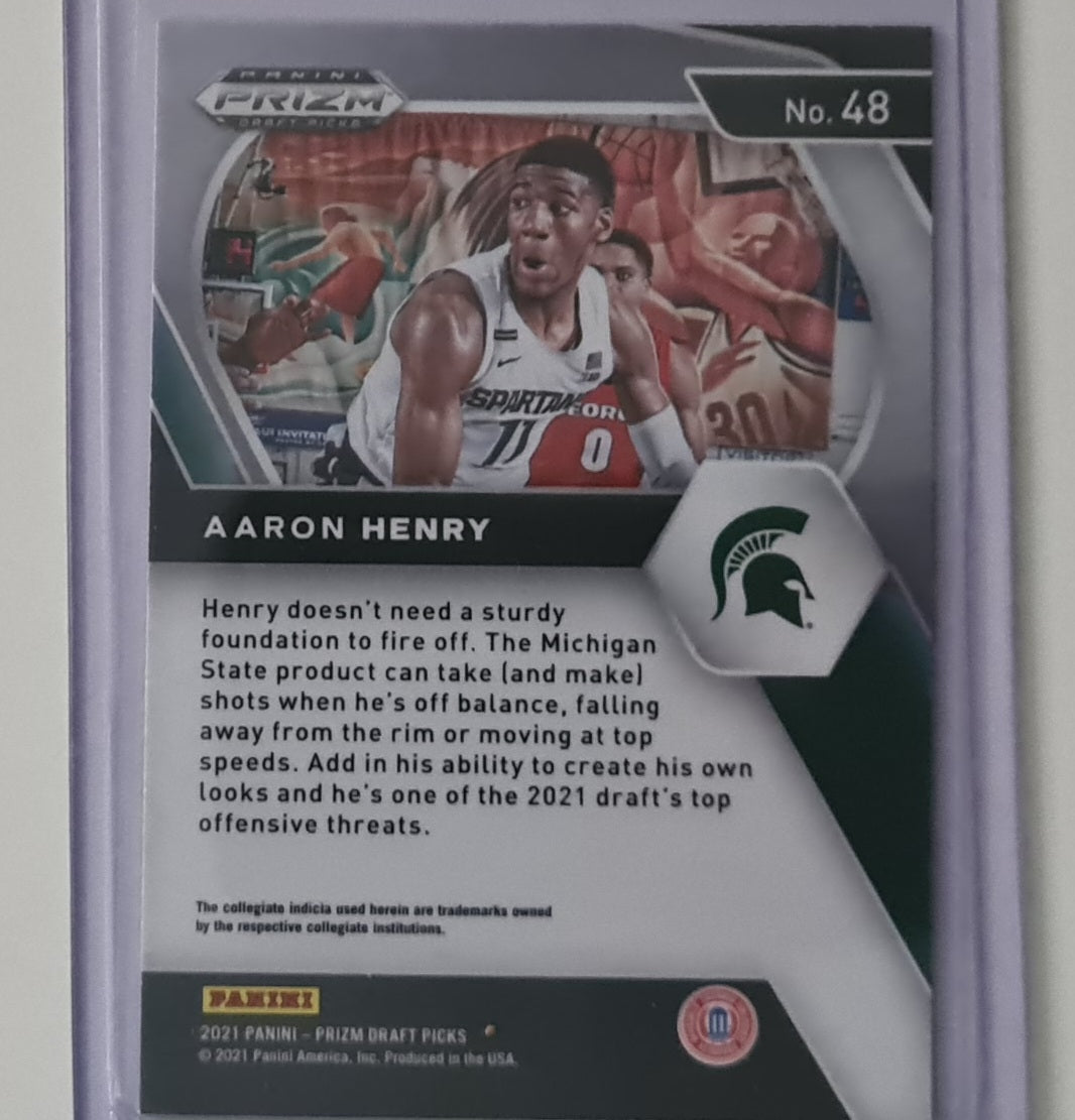 Aaron Henry 2021 Panini Prizm draft picks rookie rc #48 NBA Basketball Spartans mint