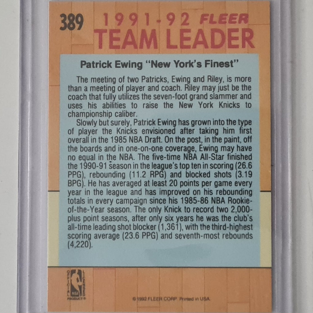 Patrick Ewing 1992 Fleer 1991/2 Team Leader #389 NBA Basketball New York Knicks ex-mint