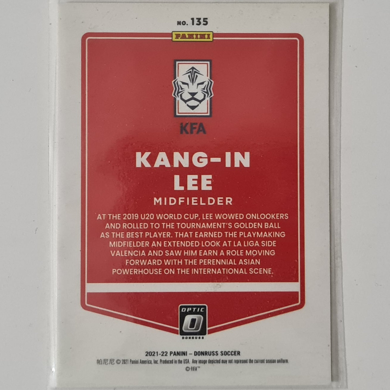 Kang-In Lee 2021-22 Panini Donruss Optic Qatar world cup #135 Soccer Korea Republic Excellent