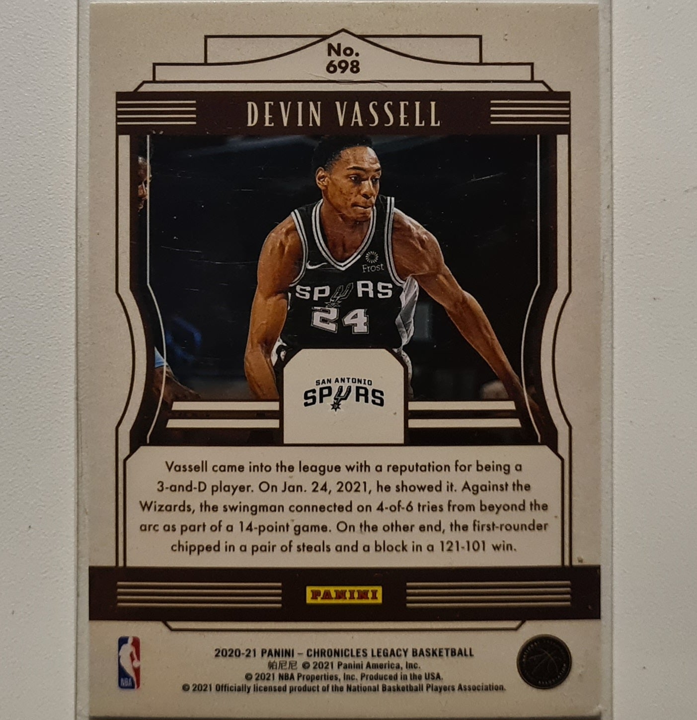 Devin Vassell 2020-21 Panini Legacy Rookie RC #698 NBA Basketball San Antonio Spurs Excellent