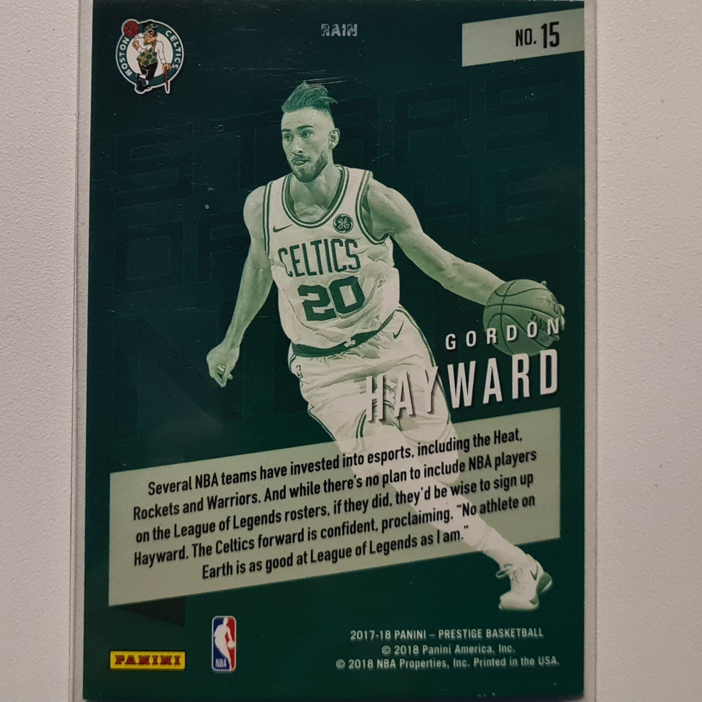 Gordon Hayward 2017-18 Panini Prestige stars of the NBA Rain variant #15 NBA Basketball Boston Celtics Excellent