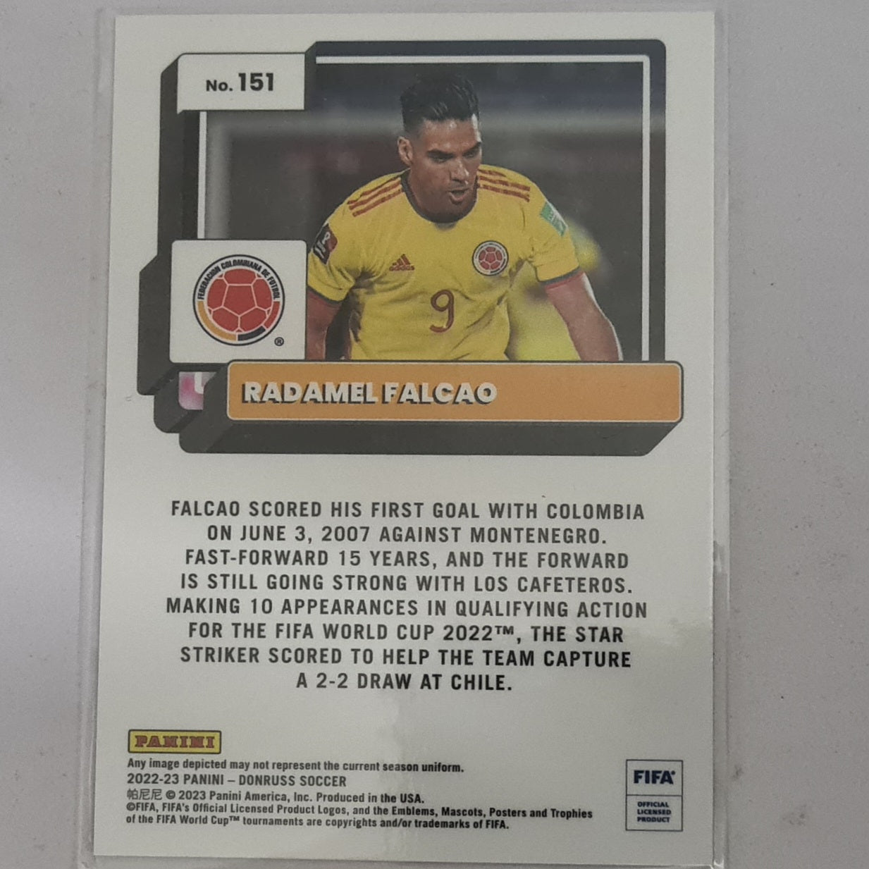 Radamel Falcao 2022-23 Panini Donruss Optic Soccer #151 Football Columbia mint sleeved