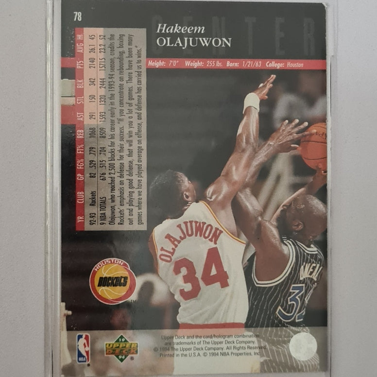Hakeem Olajuwon 1994 Upper-Deck #78 NBA Basketball Houston Rockets very good