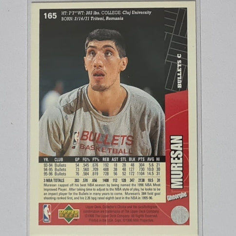 Gheorghe Muresan 1996 Upper-Deck Collectors Choice #165 NBA Basketball Washington Bullets Excellent sleeved