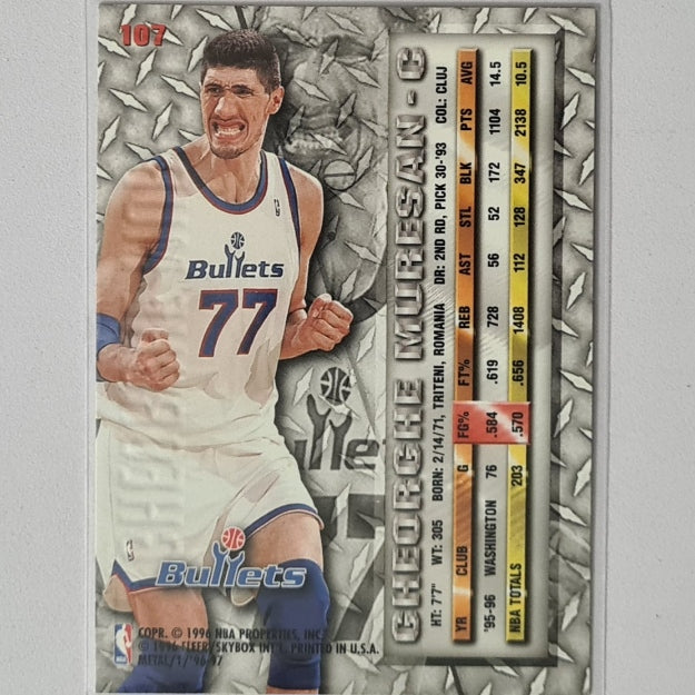 Gheorghe Muresan 1996 Fleer Metal 96-97 #107 NBA Basketball Washington Bullets Excellent sleeved