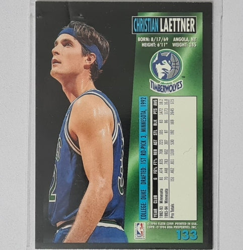 Christian Laettner 1994 Fleer 94-95 #133 NBA Basketball Minnesota Timberwolves Excellent