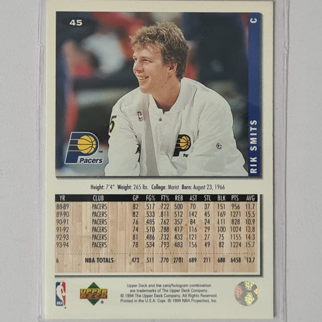 Rik Smits 1994 Upper-Deck rare silver edge facsimile Auto #45 NBA Basketball Indiana Pacers excellent