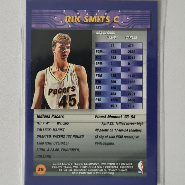 Rik Smits 1994 Topps Finest #38 NBA Basketball Indiana Pacers excellent