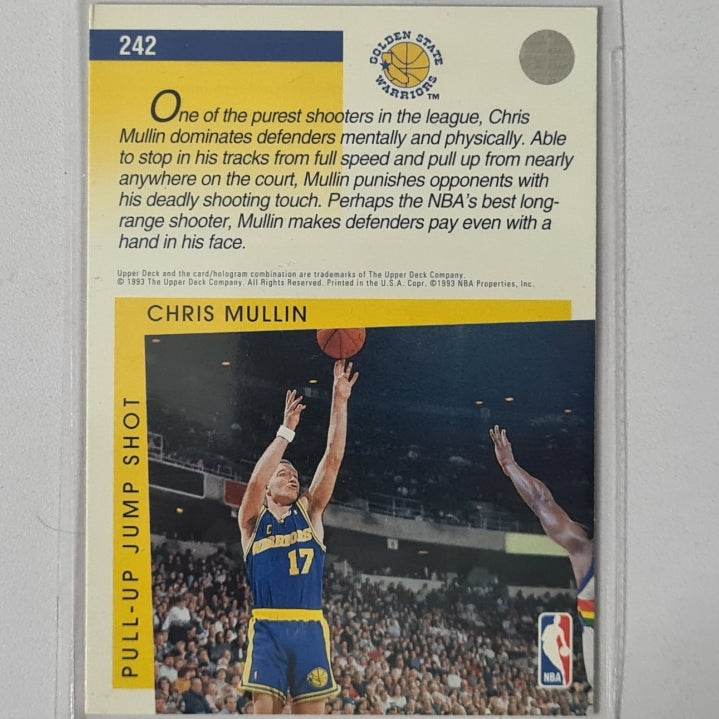 Chris Mullin 1993 Upper-Deck pull up jump shot #242 NBA Basketball Golden State Warriors Excellent