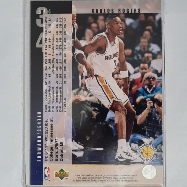 Carlos Rogers 1995 Upper Deck Rookie Class #314 NBA Basketball Golden State Warriors Excellent