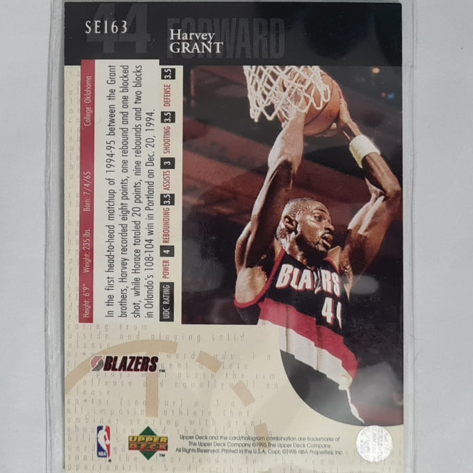 Harvey Grant 1995 Upper-Deck silver foil SE163 NBA Basketball Portland Trail Blazers Excellent