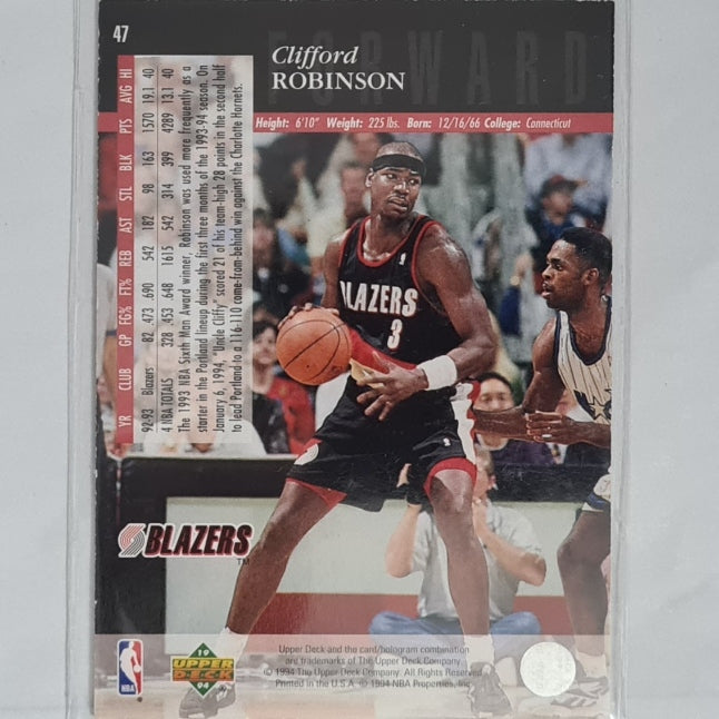 Clifford Robinson 1994 Upper-Deck Electric Court #47 NBA Basketball Portland Trail Blazers good +