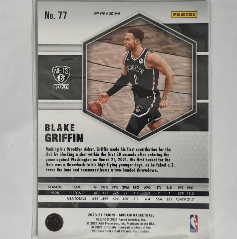 Blake Griffin 2020-21 Panini Mosaic prizm #77 NBA Basketball Brooklyn Nets EX-Mint