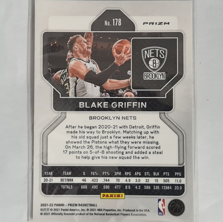 Blake Griffin 2021-22 Panini prizm red wave #178 NBA Basketball Brooklyn Nets EX-Mint