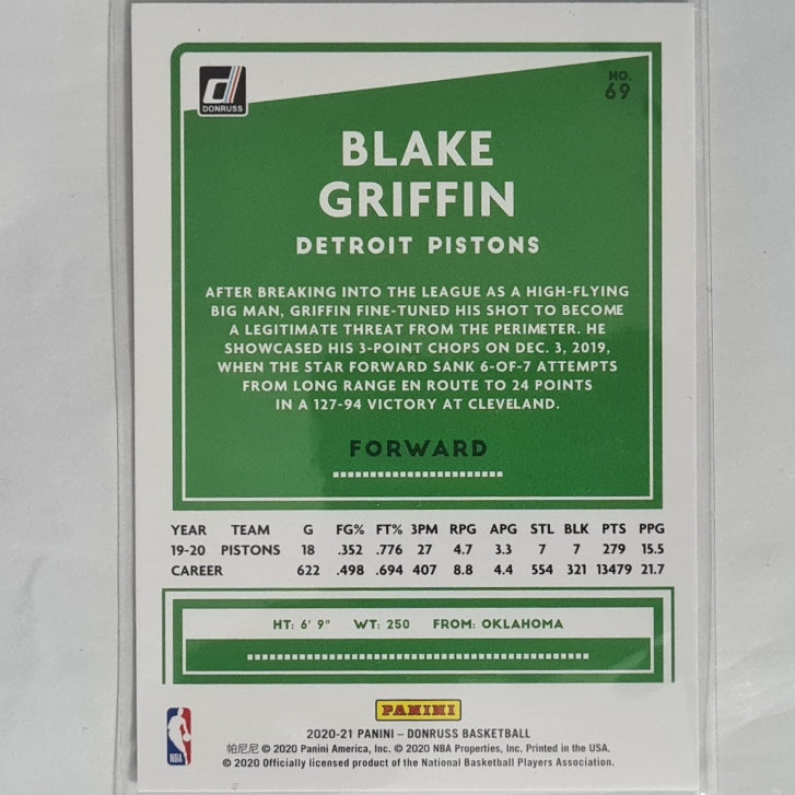Blake Griffin 2020-21 Panini Donruss #69 NBA Basketball Detroit Pistons EX-Mint