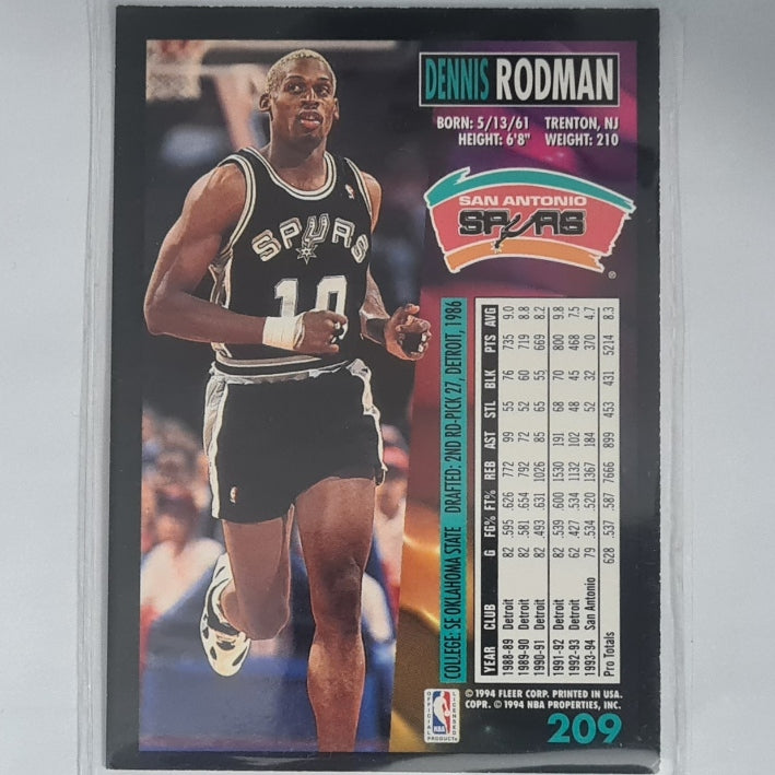 Dennis Rodman 1994 Fleer 94-95 #209 NBA Basketball San Antonio Spurs Excellent
