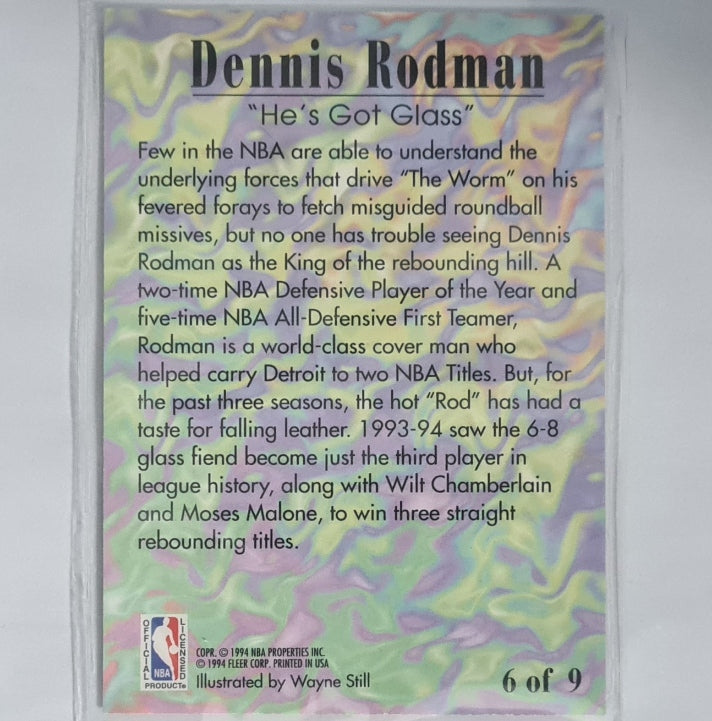 Dennis Rodman 1994 Fleer 94-95 he's got Glass illustrated 6 of 9 NBA Basketball San Antonio Spurs Excellent