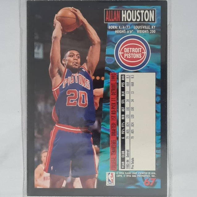 Allan Houston 1994 Fleer 94-95 #67 NBA Basketball Detroit Pistons Excellent
