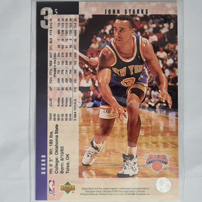 John Starks 1995 Upper-Deck all star class #265 NBA Basketball New York Knicks Excellent sleeved