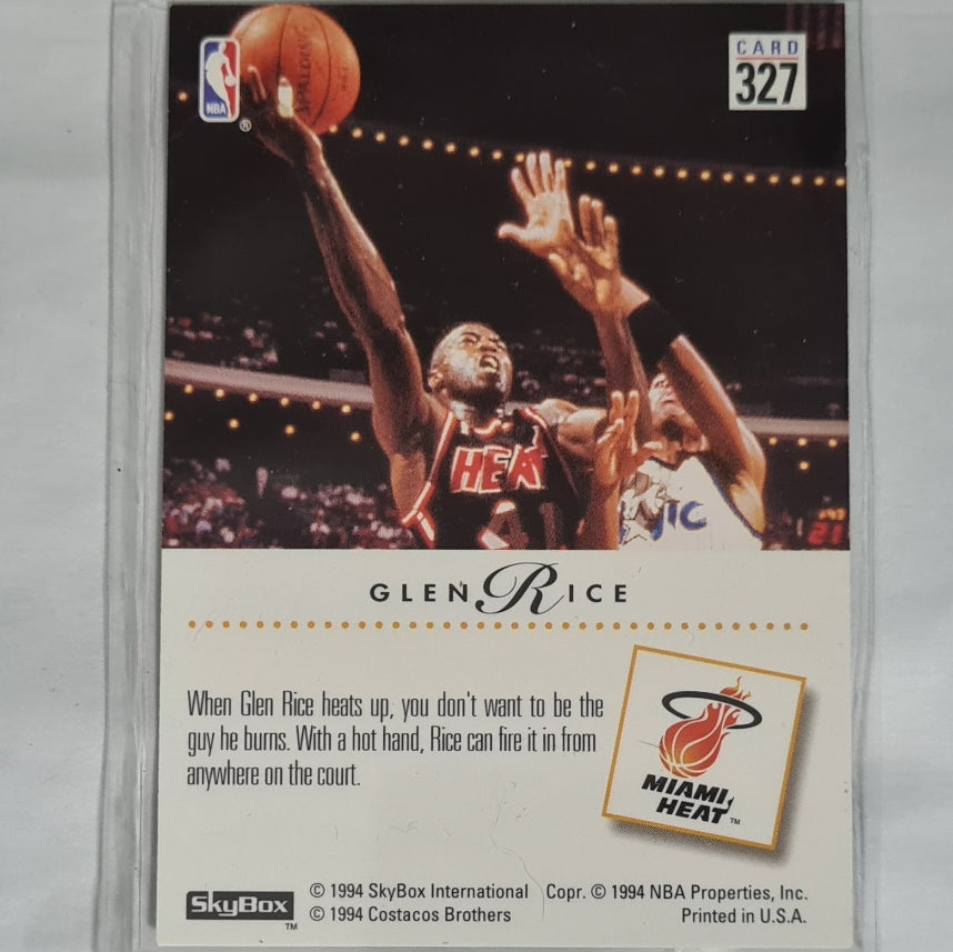 Glen Rice 1994 Skybox great balls of fire #327 NBA Basketball Miami Heat very good sleeved