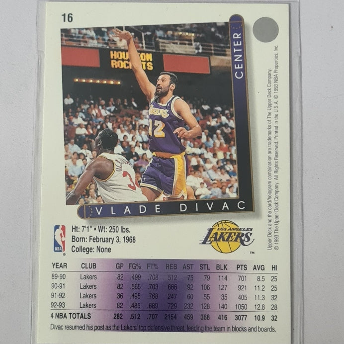 Vlade Divac 1993 Upper Deck #16 NBA Basketball LA Lakers Excellent Sleeved