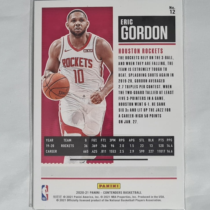 Eric Gordon 2020-21 Panini Contenders green game ticket variant #12 NBA basketball Houston Rockets Excellent/mint Sleeved