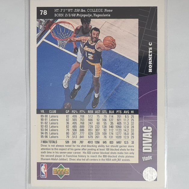 Vlade Divac 1996 Upper-Deck collectors choice #78 NBA Basketball LA Lakers Excellent Sleeved