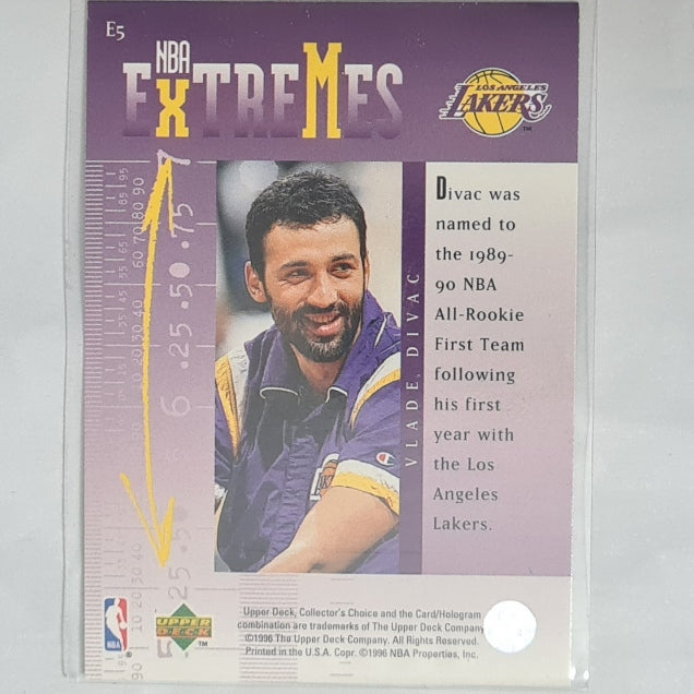 Vlade Divac 1996 Upper-Deck collectors choice Extremes E5 NBA Basketball LA Lakers Excellent Sleeved