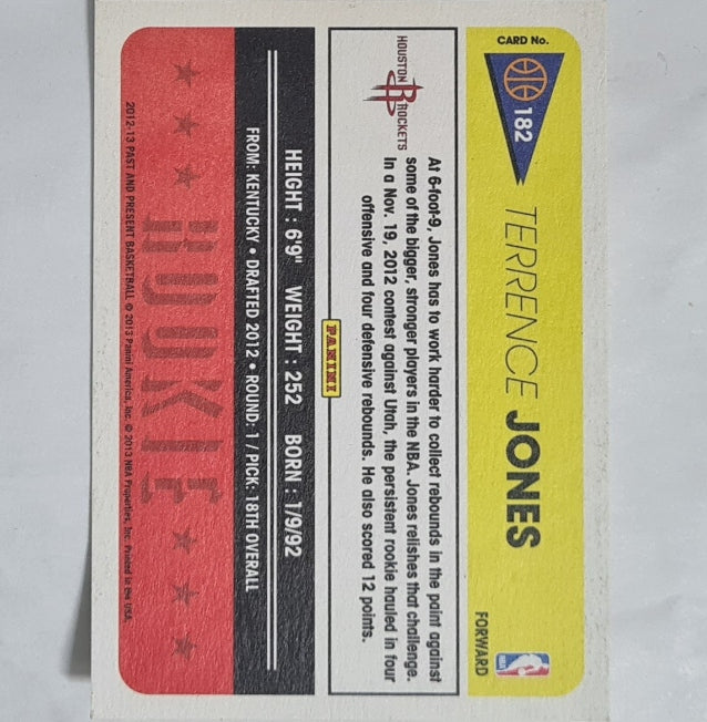 Terrence Jones 2012-13 Panini Past and Present Rookie RC #182 NBA Basketball Houston Rockets ex-mint sleeved