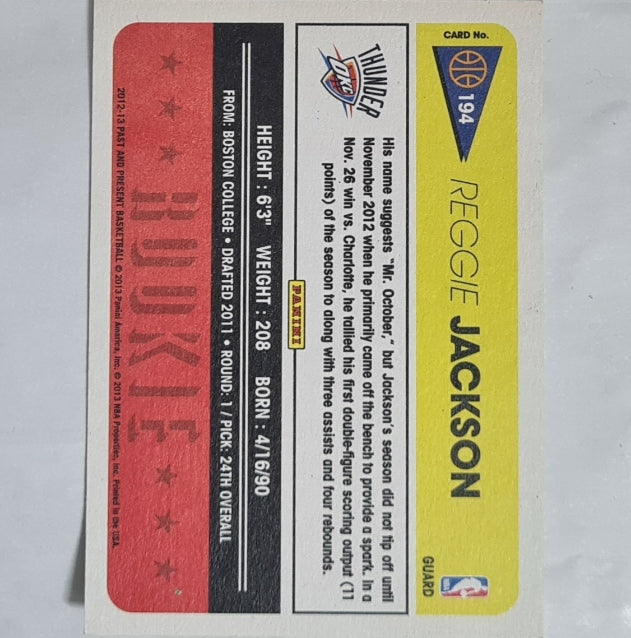 Reggie Jackson 2012-13 Panini Past and Present Rookie RC #194 NBA Basketball Oklahoma City Thunder ex-mint sleeved