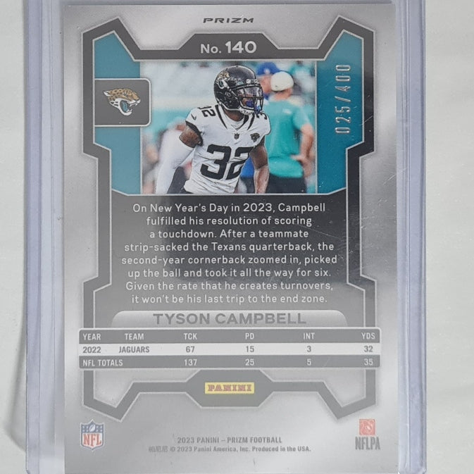 Tyson Campbell 2023 Panini Prizm Pandora 25/400 #140 NFL American Football Jaguars mint sleeved