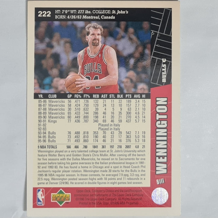 Bill Wennington 1996 Upper-Deck collectors choice #222 NBA Basketball Chicago Bulls very good