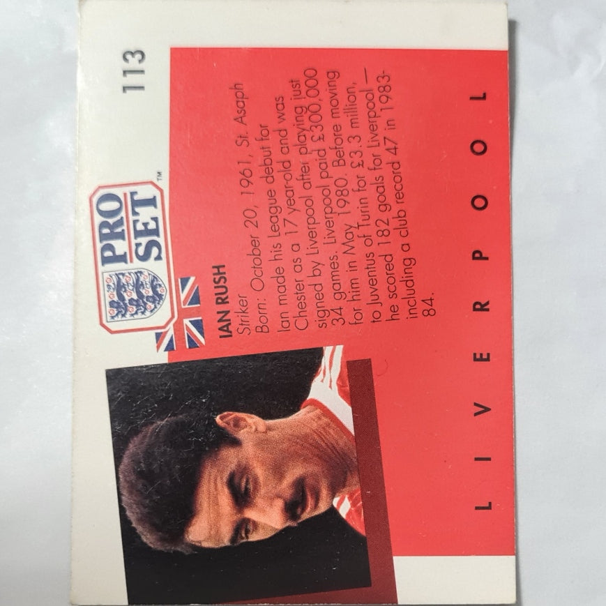 Ian Rush 1990 Pro Set football league #113 Soccer Liverpool good