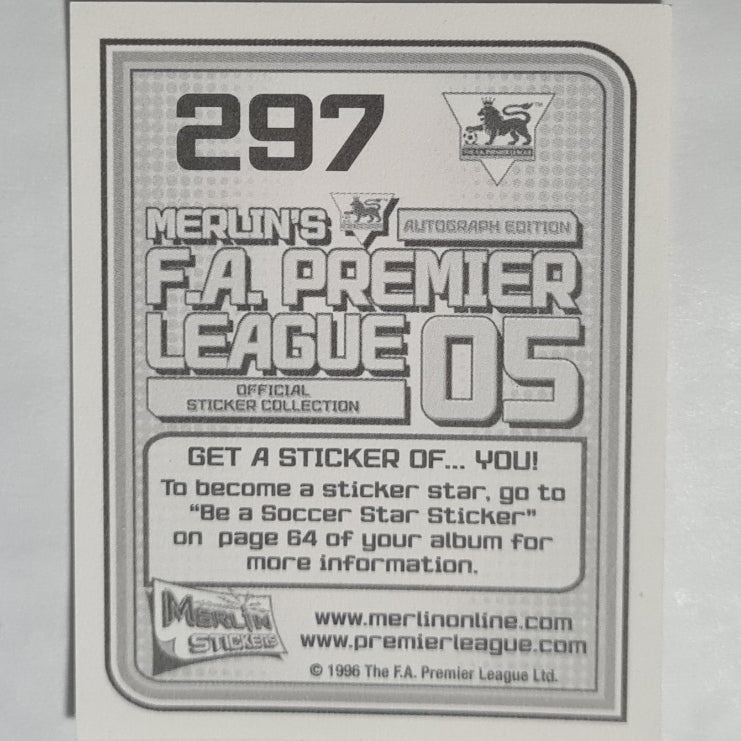 Liverpool club kit 2005 Merlin FA Premier League 05 sticker #297 Liverpool Excellent